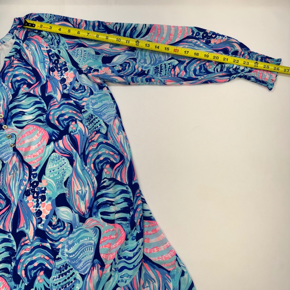 NWOT Lilly Pulitzer Brynle Dress Medium Blue Pink Long Sleeve Shift Resortwear - Picture 15 of 16